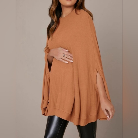 NWOT SHEIN Maternity Cloak Sleeve Solid Top Size 4 Small - Picture 3 of 6